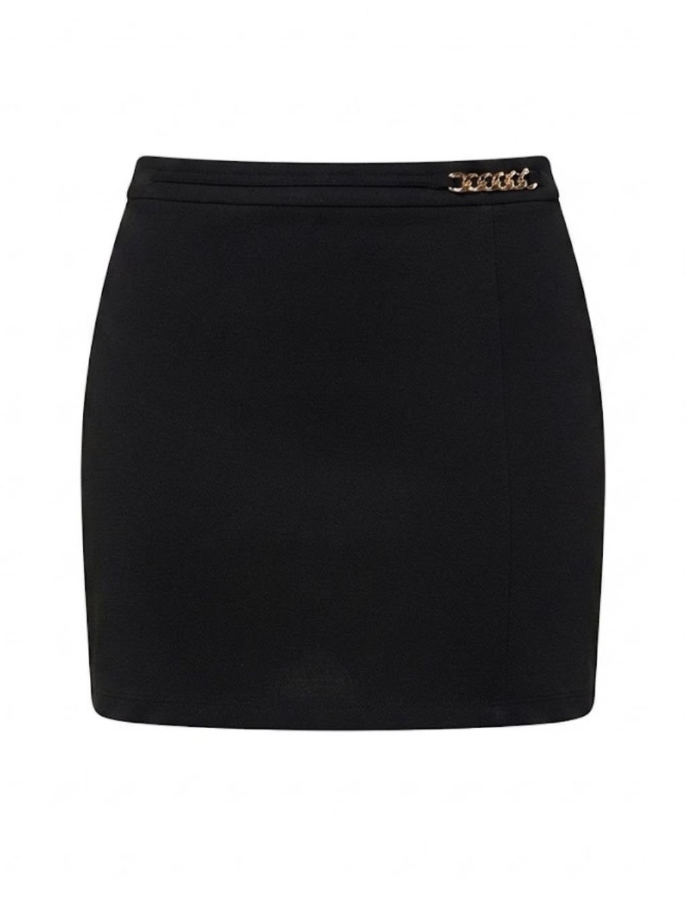 SHEIN Black Mini Skirt with Gold Chain Waist Detail